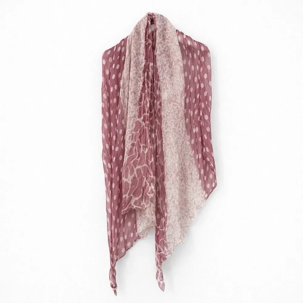 Furla Polka Dot Silk Scarf Flowy Animal Print Lace Designer Accessory